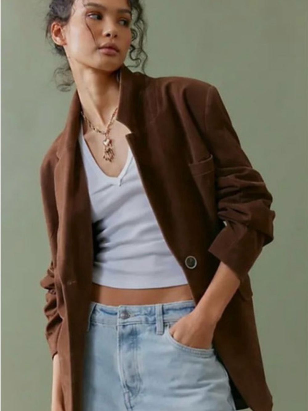 SOLD OUT NWOT Free People Paper Cut Vegan Suede Blazer